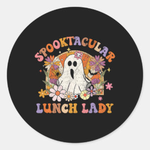Spooktacular Lunch Lady Happy Halloween Spooky Mat Classic Round Sticker