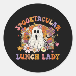 Spooktacular Lunch Lady Happy Halloween Spooky Mat Classic Round Sticker