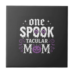 Spooktacular Mum Halloween Design_1 Ceramic Tile