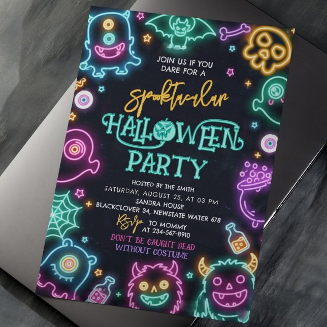 Spooktacular Neon Halloween Invitation (Halloween Invitation)