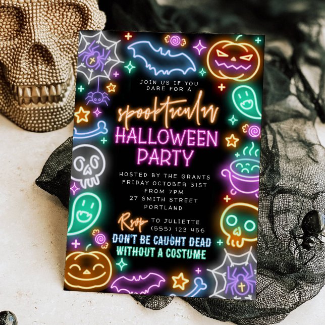 Spooktacular Neon Halloween Invitation (Creator Uploaded)