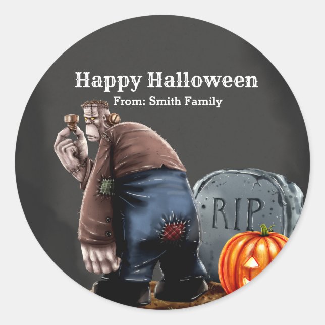 Spooktacular night classic round sticker (Front)
