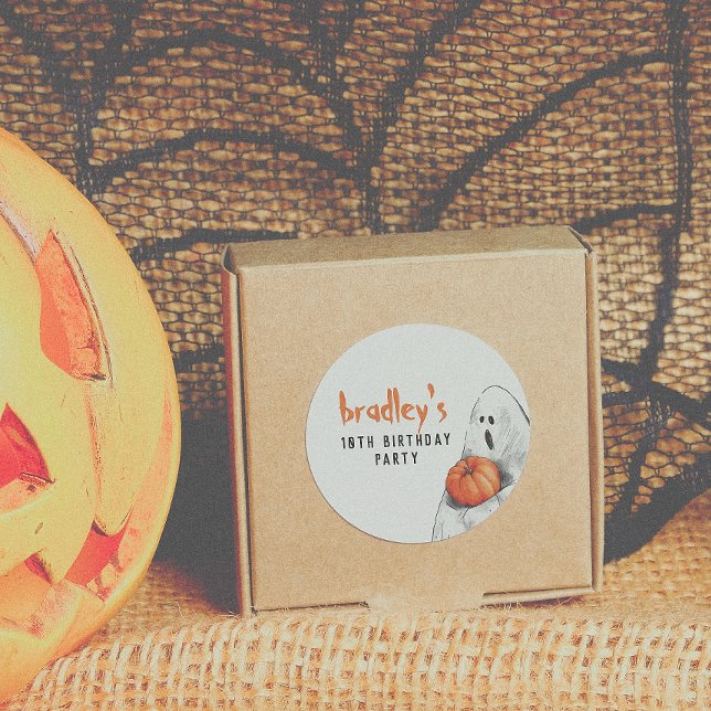 Spooktacular Party Halloween Birthday Favour Classic Round Sticker (Creator Uploaded)