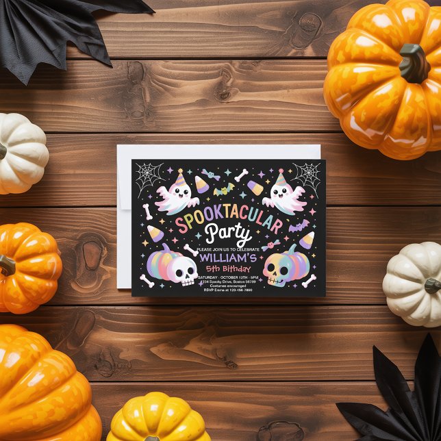 Spooktacular Party Pastel Ghost Halloween Invitation (Creator Uploaded)