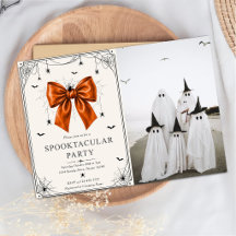 Spooktacular Party Photo Halloween Orange Bow