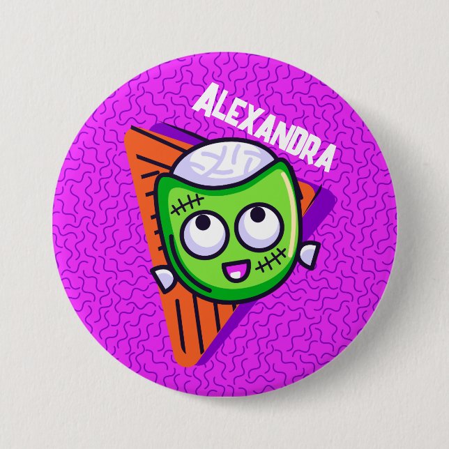 Spooktacular Personalised Zombie Button - purple (Front)