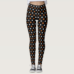 Spooktacular Polka Party: Navy & Orange Halloween Leggings