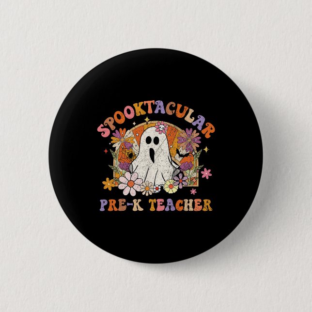 Spooktacular Pre-K Teacher Happy Halloween Matchin 6 Cm Round Badge (Front)