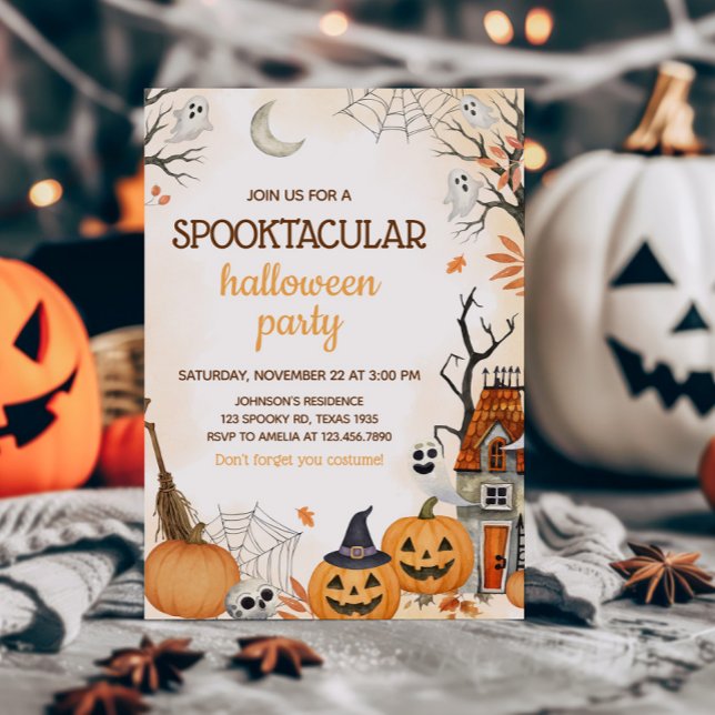 Spooktacular Pumpkin Halloween Party Invitation (Spooktacular Halloween Party Invitation)