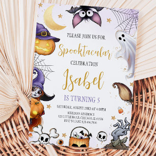 Spooktacular Purple Halloween Birthday Invitation