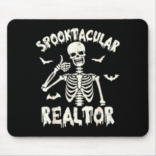 Spooktacular Realtor Funny Skeleton Halloween Mouse Pad