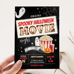 Spooktacular Scary Halloween Movie Night Party Invitation