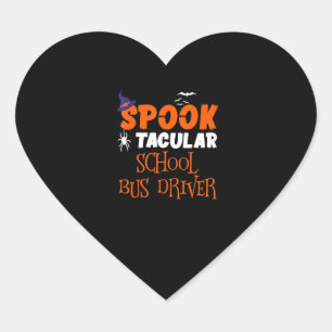 Spooktacular School Bus Driver Funny Halloween Heart Sticker
