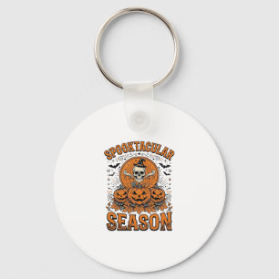 Spooktacular Season Vintage Halloween Skull Pumpki Key Ring