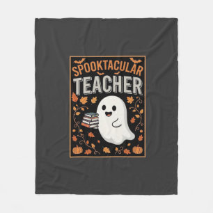 Spooktacular Teacher Halloween Ghost Design_1 Fleece Blanket