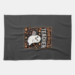Spooktacular Teacher Halloween Ghost Design_1 Tea Towel