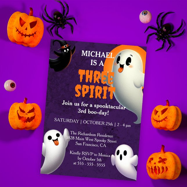Spooktacular Three Spirit Boo-Day Halloween Invitation (Creator Uploaded)