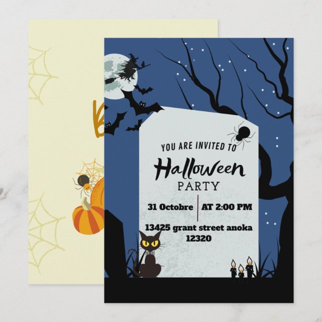 Spooktacular Vibes Halloween Ghost Birthday Invit Invitation (Front/Back)