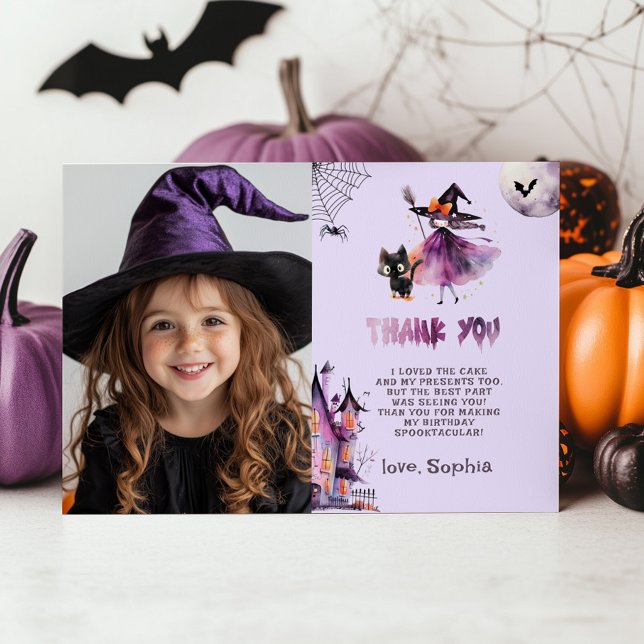 Spooktacular witch Halloween party Thank you card (Creator Uploaded)
