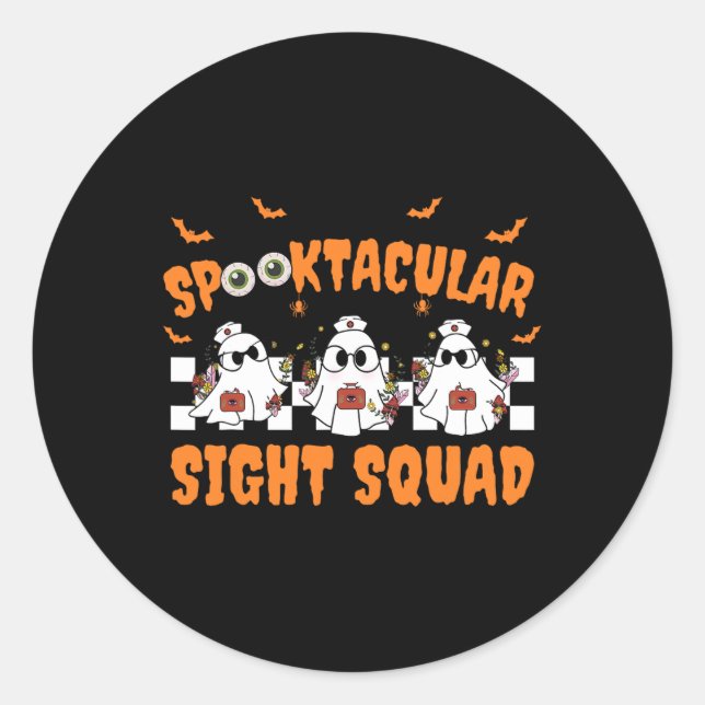 Spooktocular Sight Squad Ghost Halloween Optometry Classic Round Sticker (Front)