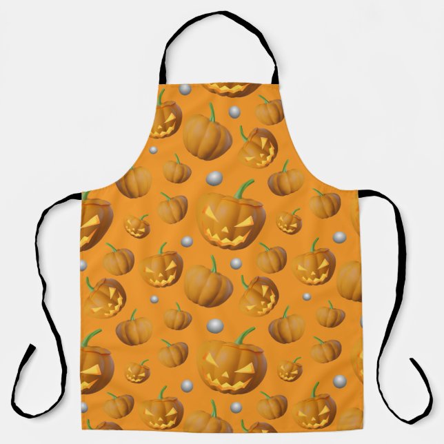 Spooky 3D Jack O'Lantern Pumpkin Pattern Apron (Front)