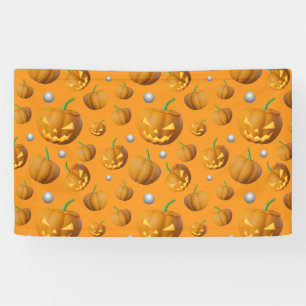 Spooky 3D Jack O'Lantern & Pumpkin Pattern Banner