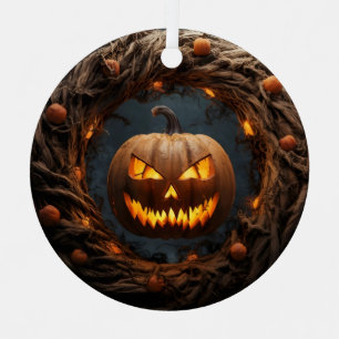 Spooky 3D Pumpkin Wreath Halloween Ornament