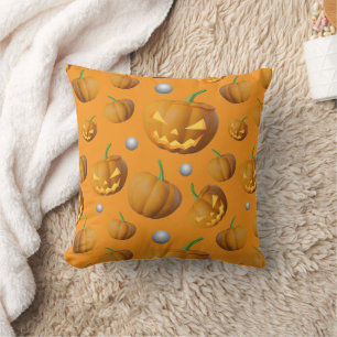 Spooky 3D Realistic Jack O'Lantern & Pumpkin Cushion