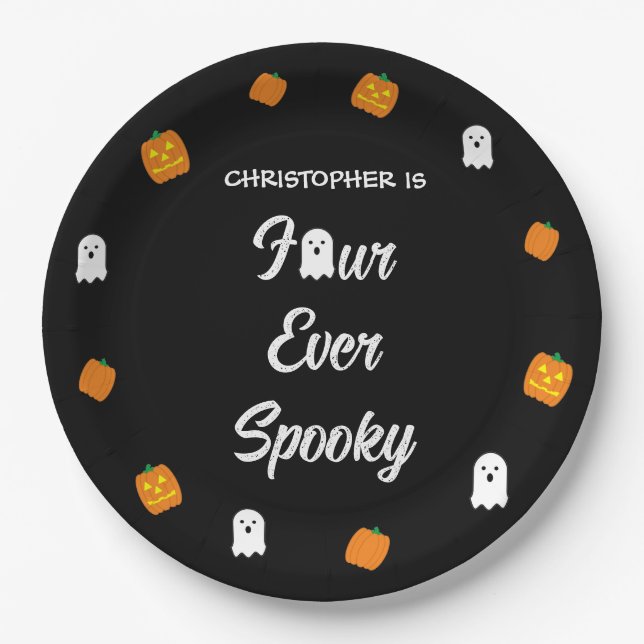 Spooky 4th Birthday Paper Plate (Front)