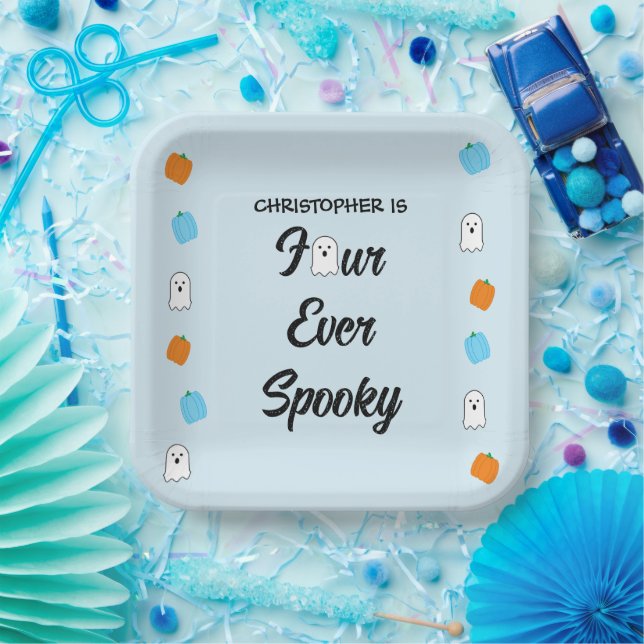 Spooky 4th Birthday Paper Plate (Party)