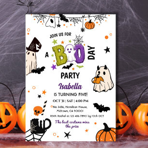 Spooky 5th Halloween Birthday Ghost Whimsical Invitation