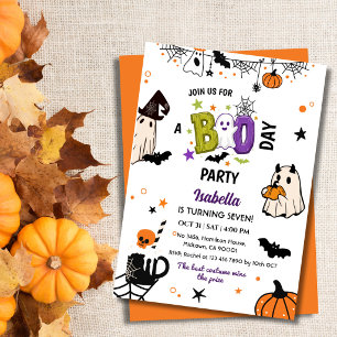 Spooky 7th Halloween Birthday Ghost Whimsical Invitation