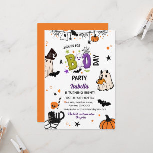 Spooky 8th Halloween Birthday Ghost Whimsical  Invitation
