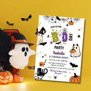Spooky 8th Halloween Birthday Ghost Whimsical Invitation