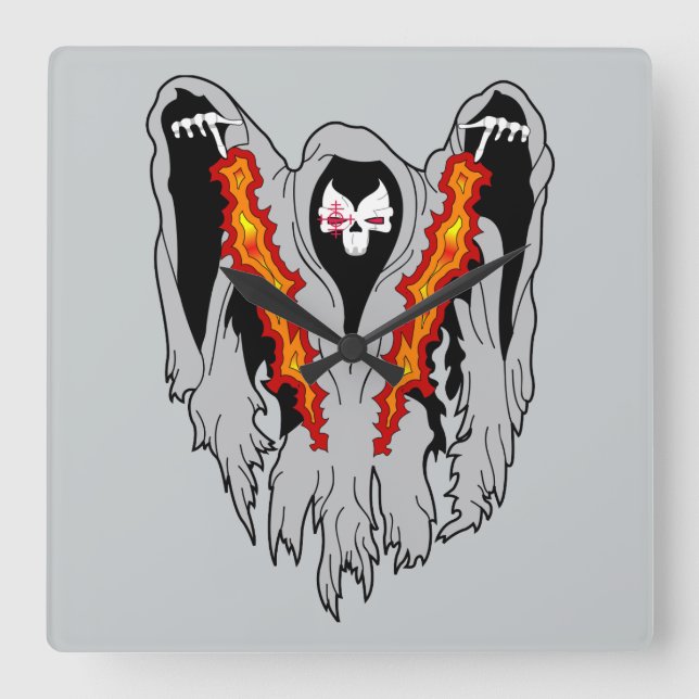 Spooky AC-130 Gunship Square Wall Clock (Front)