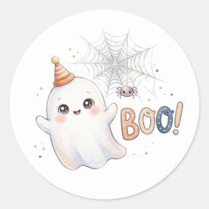 Spooky adorable little ghost. Boo! Classic Round Sticker