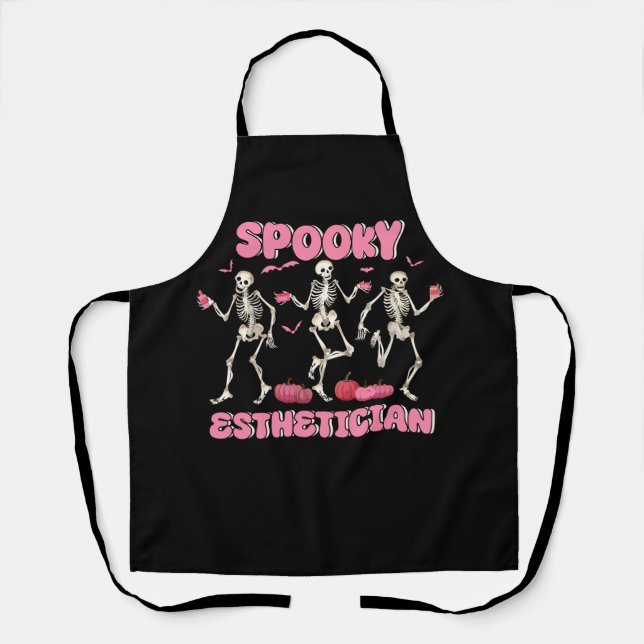 Spooky Aesthetician Halloween Skeleton Skin Therap Apron (Front)