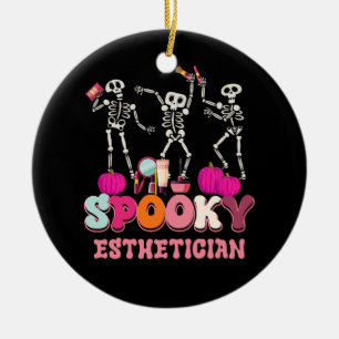 Spooky Aesthetician Halloween Skeleton Skin Therap Ceramic Ornament