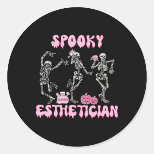 Spooky Aesthetician Halloween Skeleton Skin Therap Classic Round Sticker