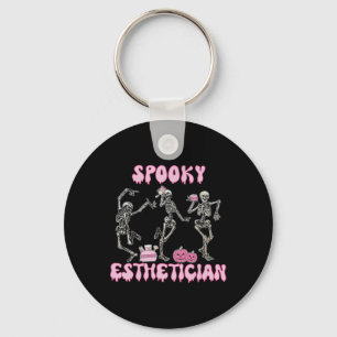 Spooky Aesthetician Halloween Skeleton Skin Therap Key Ring