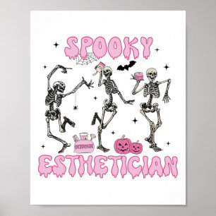 Spooky Aesthetician Halloween Skeleton Skin Therap Poster