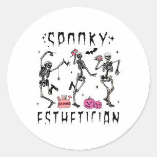 Spooky Aesthetician Skeleton Halloween Design Classic Round Sticker