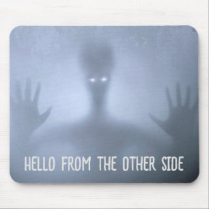 Spooky Alien in Fog Hello from the Other Side Mouse Pad