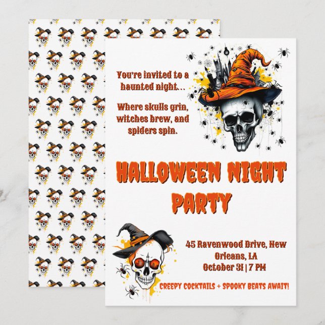 Spooky and colourful Halloween party Invitation (Front/Back)