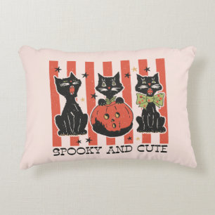 Spooky and Cute - Black Cat and Pumpkin Decorative Cushion
