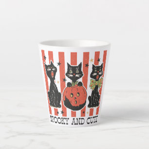 Spooky and Cute - Black Cat and Pumpkin Latte Mug