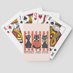 Spooky and Cute - Black Cat and Pumpkin Playing Cards