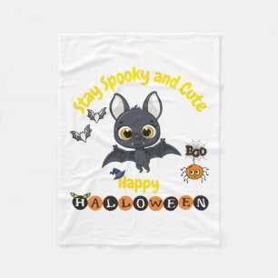 Spooky And Cute Halloween Bat Fleece Blanket