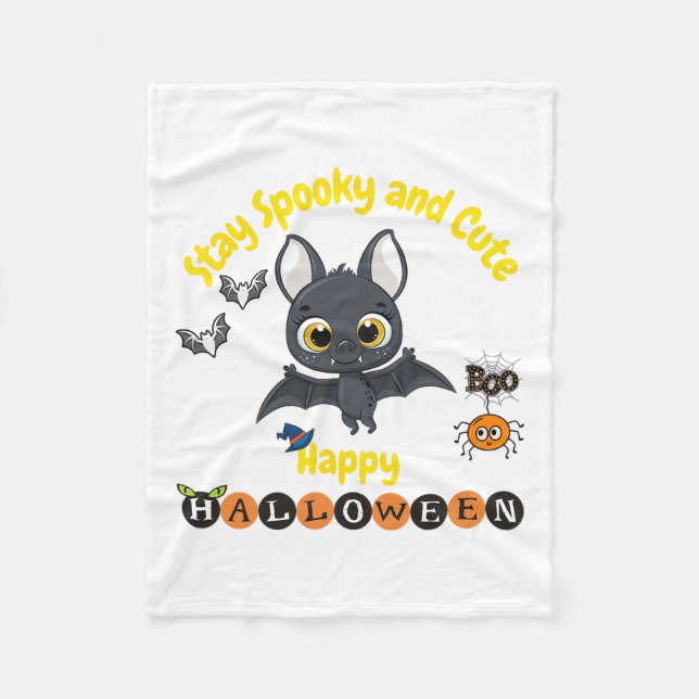 Spooky And Cute Halloween Bat  Fleece Blanket (Front)