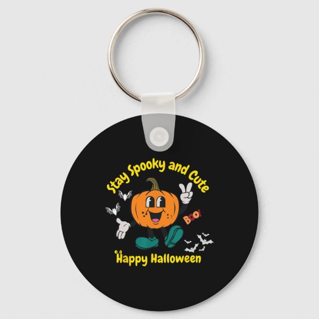 Spooky And Cute Halloween Pumpkin  Key Ring (Front)